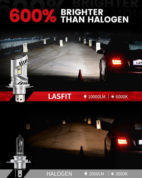 LAair H4 led bulbs 600% brighter than halogen bulbs