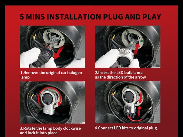 LCair H11 9005 led bulbs easy installation