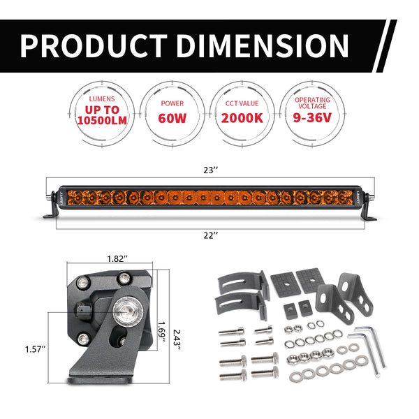 Lasfit 12 inch amber light bar dimension