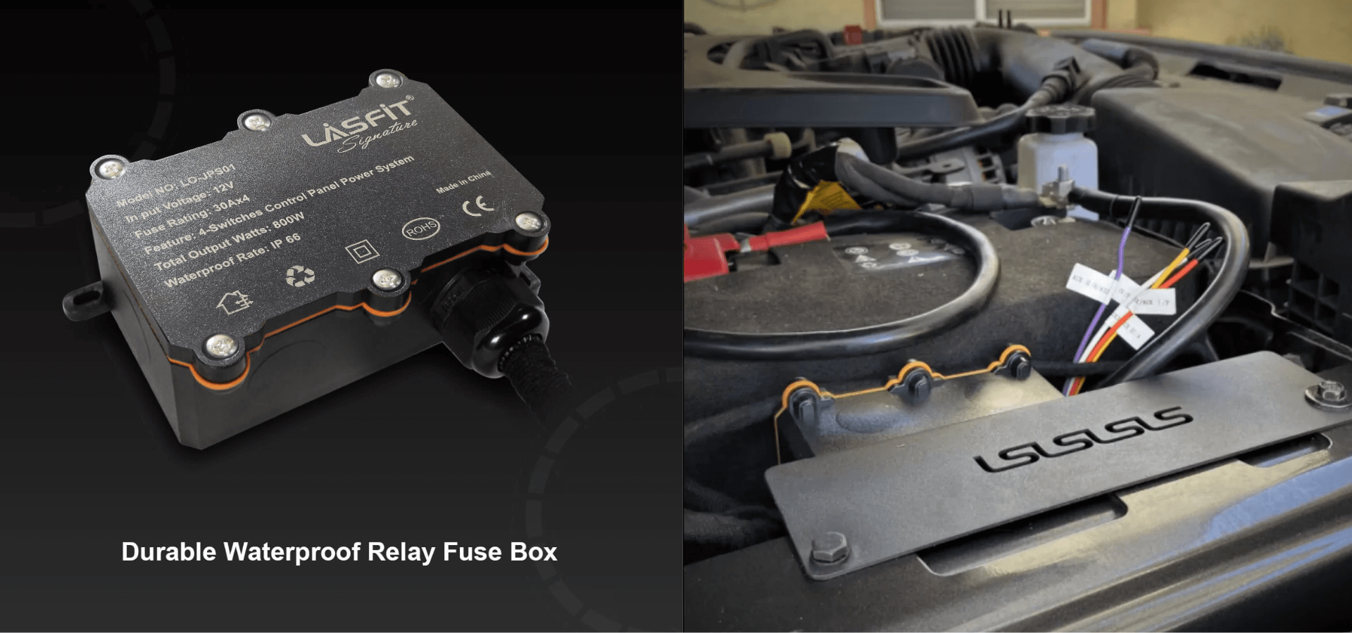 Waterproof Relay Fuse Box with Heavy-Duty Wiring