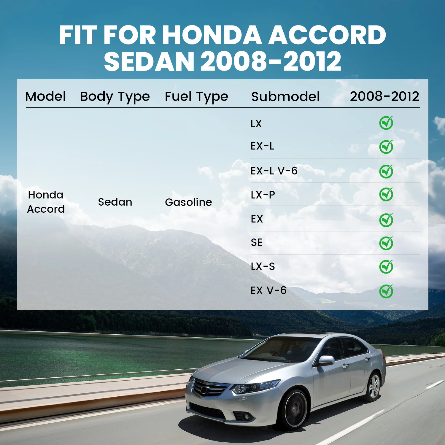 Fit for 2008-2012 Honda Accord 1st & 2nd Row Floor Mats or Cargo Mat, Only fit Sedan not fit Coupe - Image 11