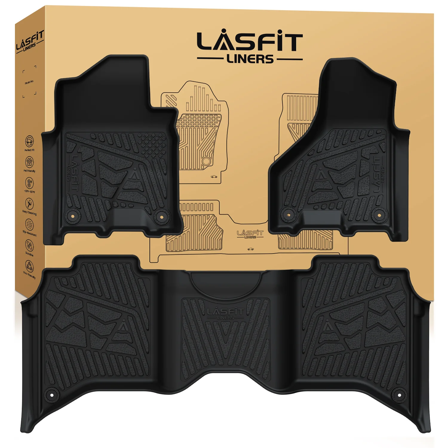 Fit for 2019-2026 Ram 2500 3500 Floor Mats, Fit Without Power Take-Off (PTO) KIT & Carpet Floor Only - Image 9