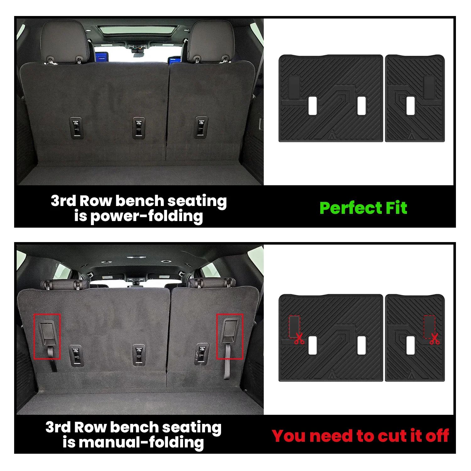 Fit for 2021–2026 Chevrolet Suburban Floor & Cargo Mats Protection Set, Not Fit 9 Seats - Image 9
