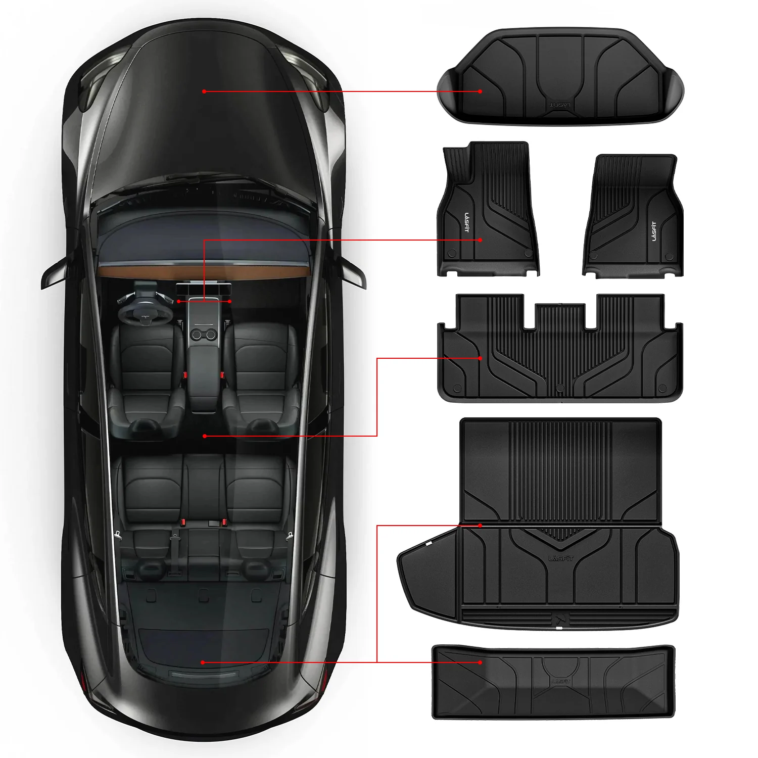 Fit for 2021-2024 Tesla Model S Custom Floor Mats or Frunk & Trunk Well & Cargo Mats - Image 2