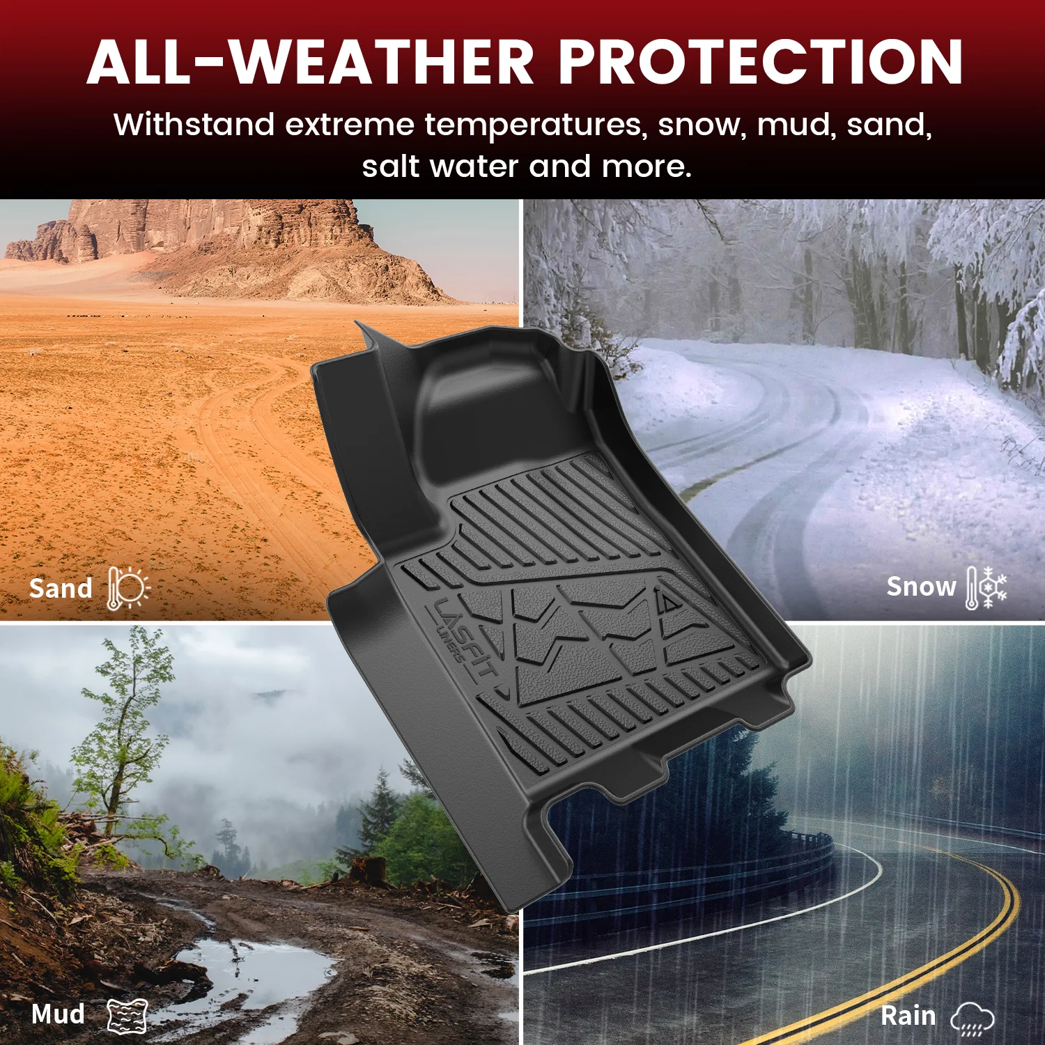 Fit for 2024-2026 GMC Sierra EV Floor Mats, Fit Without Multi-Flex Midgate Only - Image 3