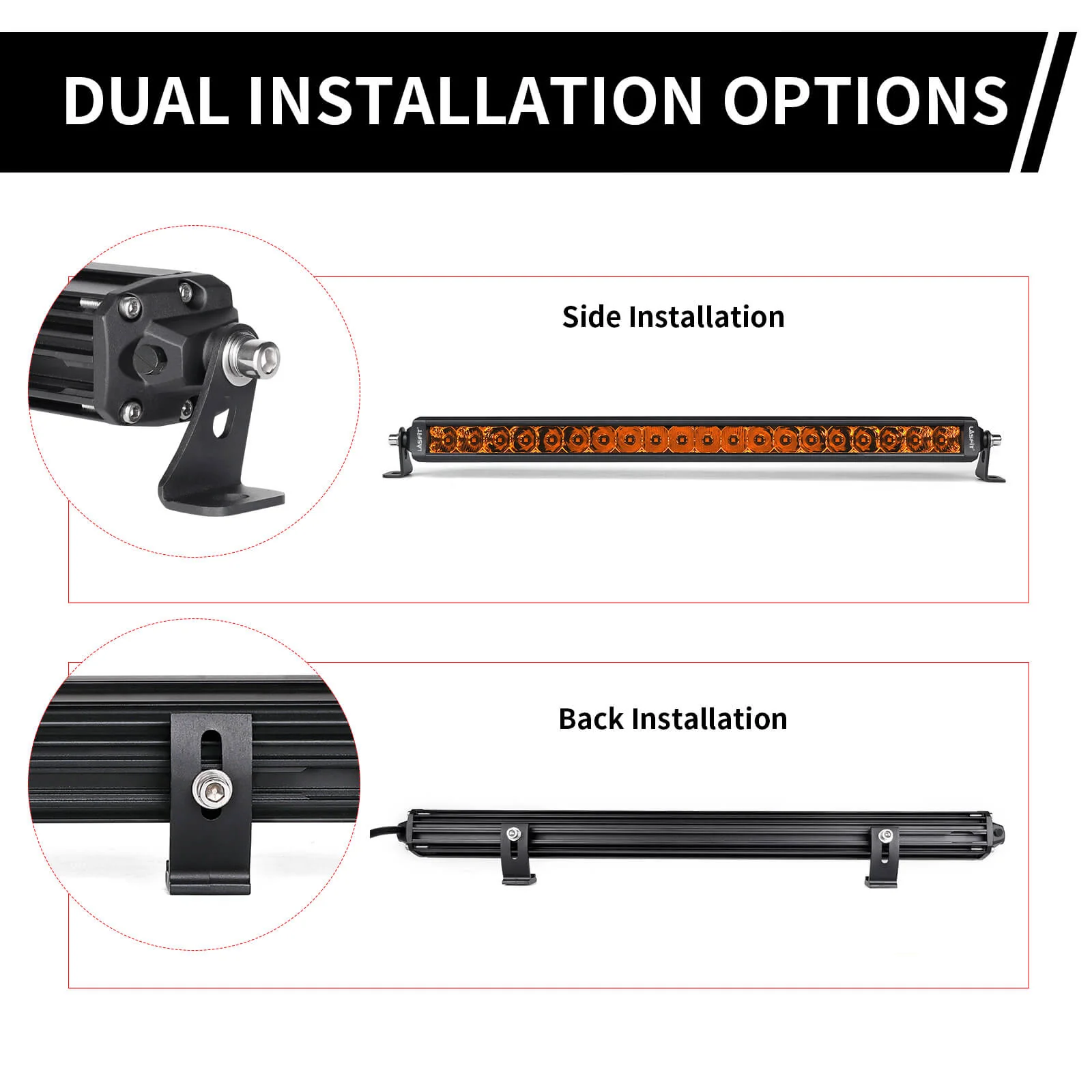 52" Light Bar Hood Mount Kit For 2018-2024 Jeep Wrangler JL Gladiator JT | LASFIT - Image 35
