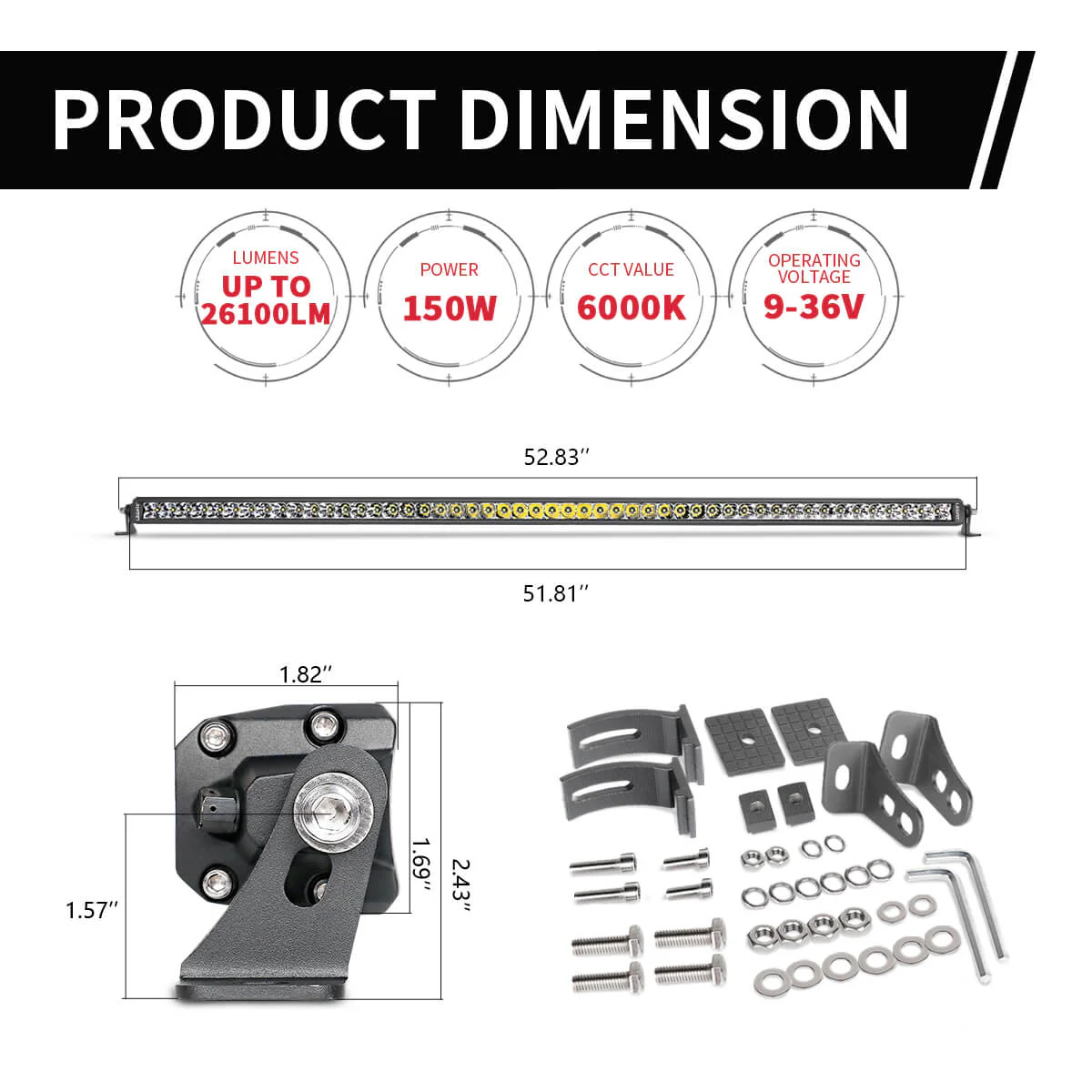 52" Light Bar Hood Mount Kit For 2018-2024 Jeep Wrangler JL Gladiator JT | LASFIT - Image 9