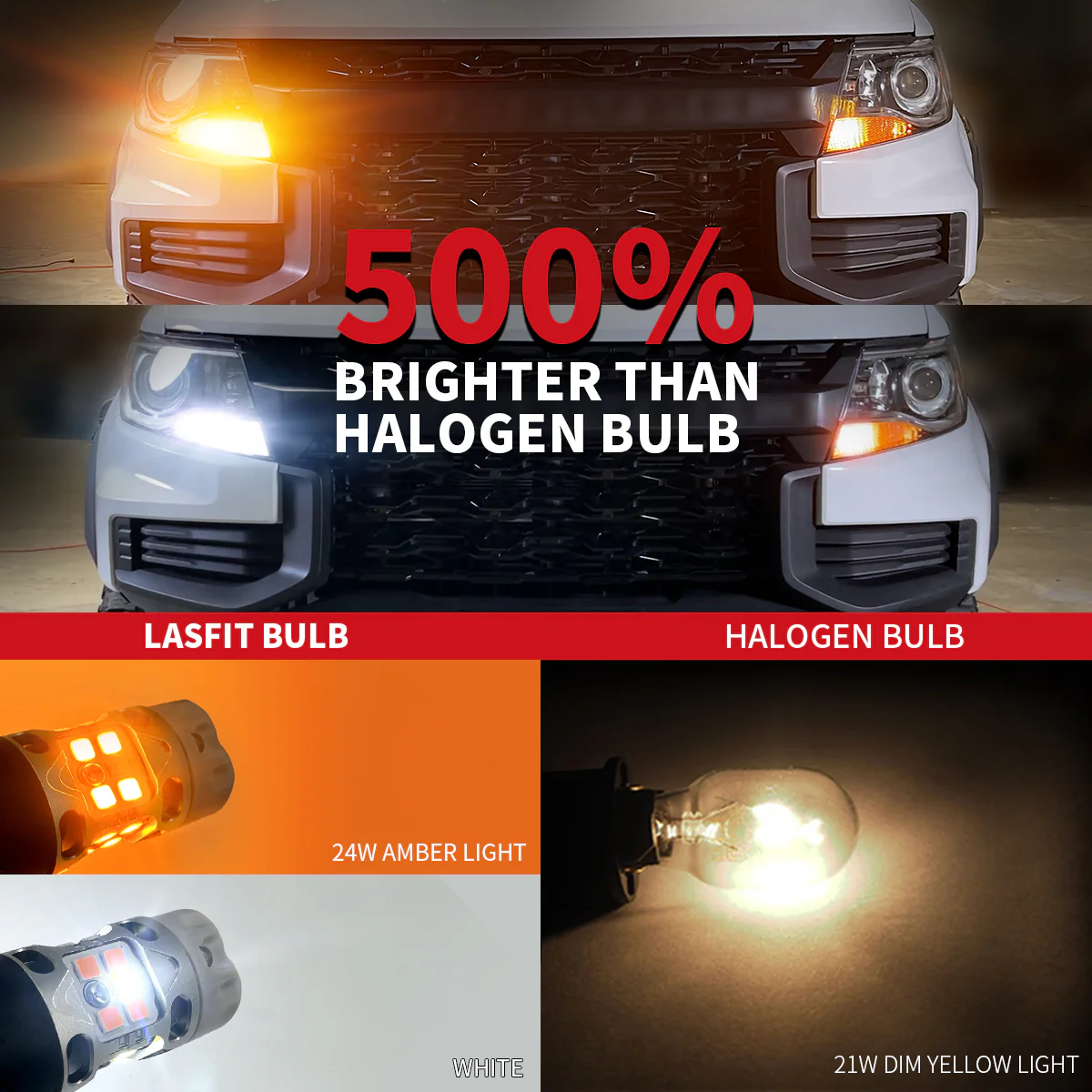 7443 7444 LED Front Turn Signal Bulbs CanBus-Ready Switchback CK Socket | T3 Series - Image 7
