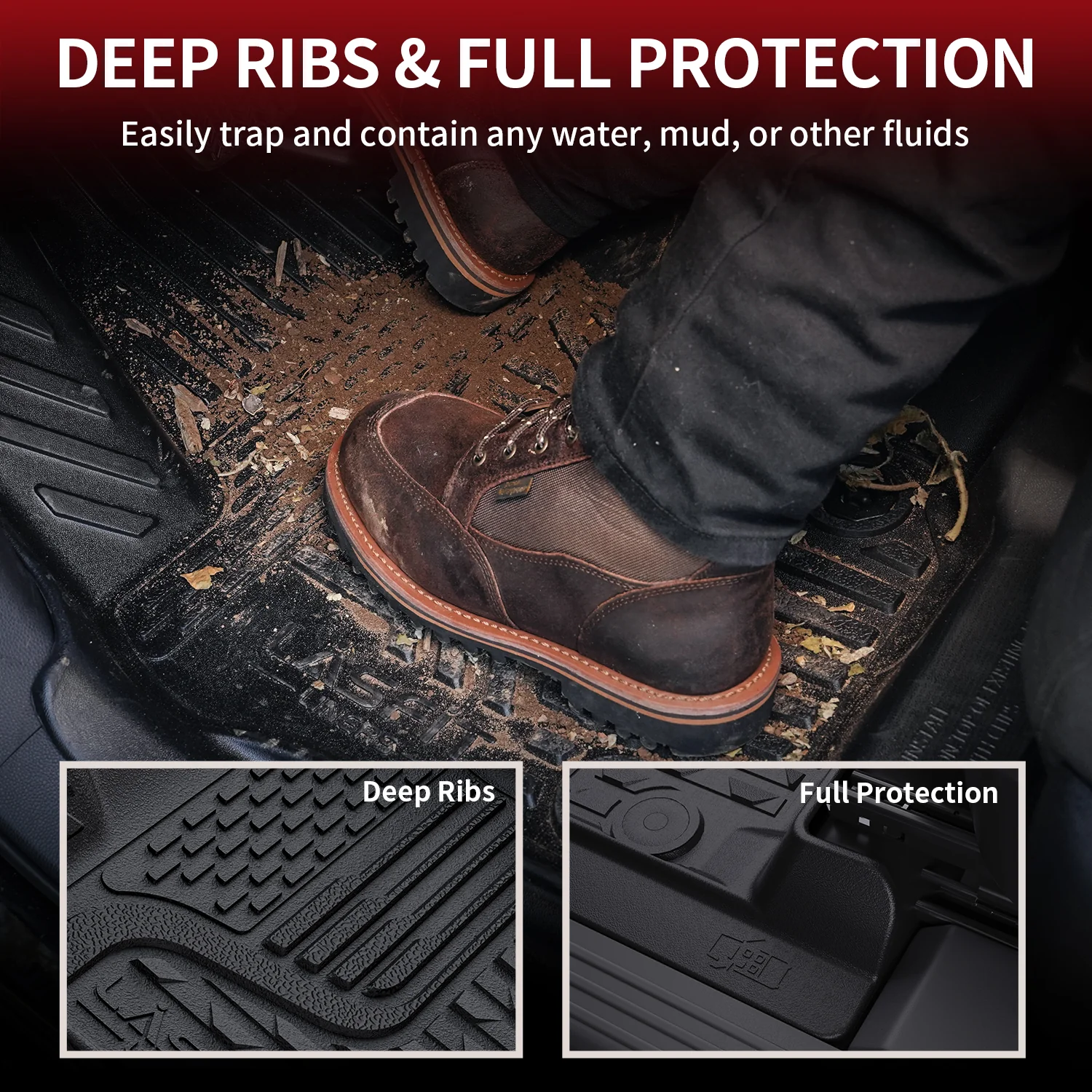 Fit for 2019-2024 Ram 1500 Classic All-Weather TPE Floor Mats, Fit Carpet Floor Only - Image 12