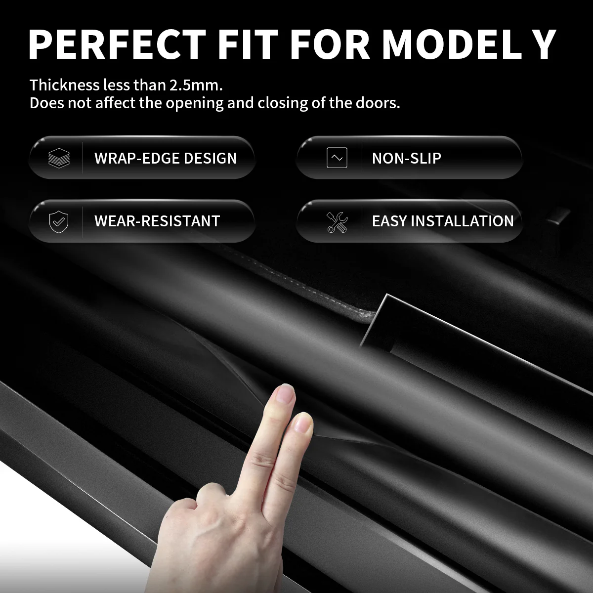 Fit For 2020-2023 Tesla Model Y Door Sill Protector Matte TPE & ABS Front and Rear Door Entry Guard Decoration Scuff Plate Accessories, Don't fit 7 Seats - Image 3