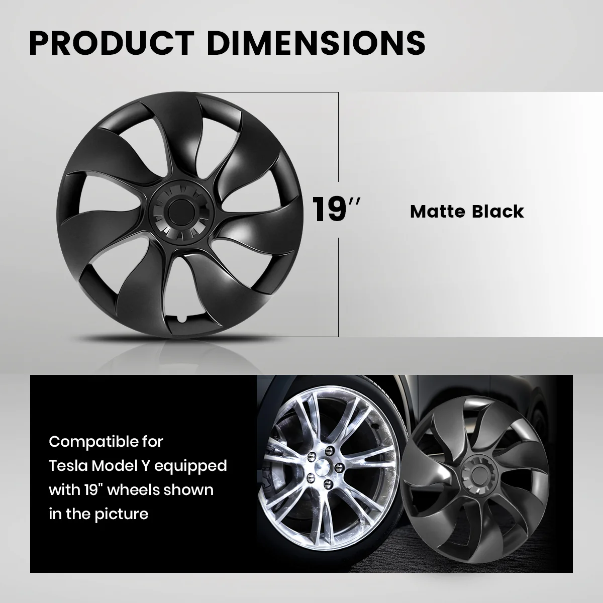 Fit For Tesla Model Y 2020-2023 Wheel Protection Covers Hub Caps, Fit 19 Inch Wheel ONLY - Image 4