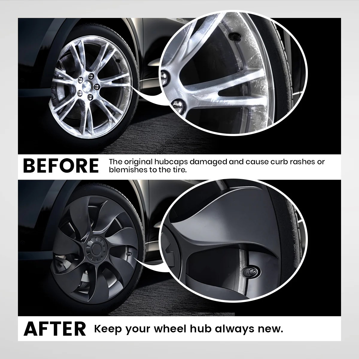 Fit For Tesla Model Y 2020-2023 Wheel Protection Covers Hub Caps, Fit 19 Inch Wheel ONLY - Image 5