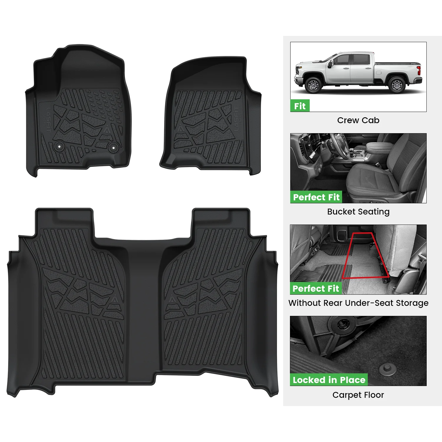 Fit for 2020-2026 Chevrolet Silverado 2500HD 3500HD Floor Mats, Fit Carpet Floor Only - Image 10