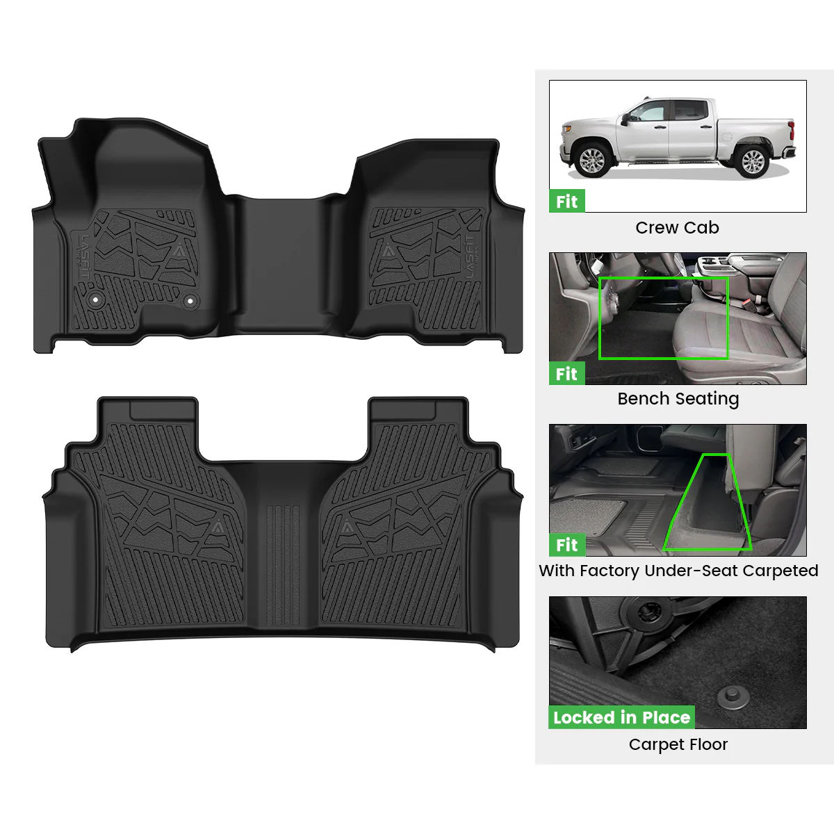 Fit for 2020-2026 Chevrolet Silverado 2500HD 3500HD Floor Mats, Fit Carpet Floor Only - Image 19