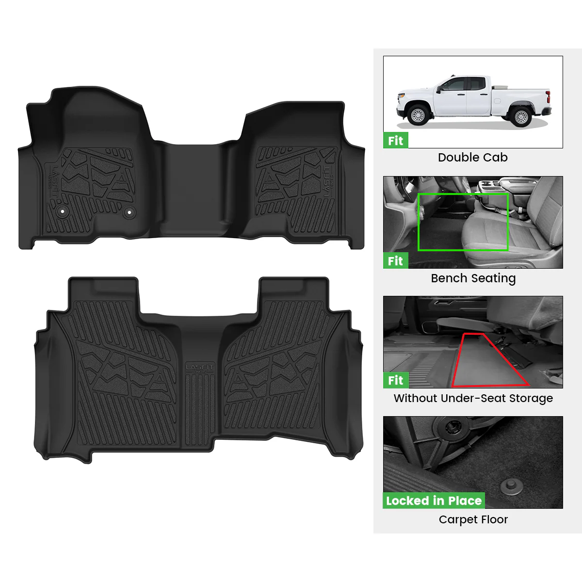 Fit for 2020-2026 Chevrolet Silverado 2500HD 3500HD Floor Mats, Fit Carpet Floor Only - Image 28