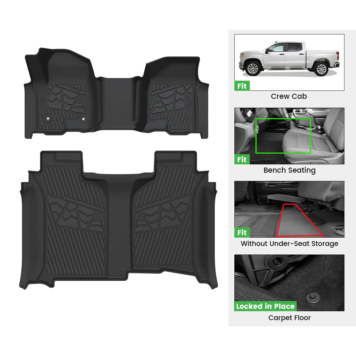 Fit for 2020-2026 Chevrolet Silverado 2500HD 3500HD Floor Mats, Fit Carpet Floor Only - Image 37