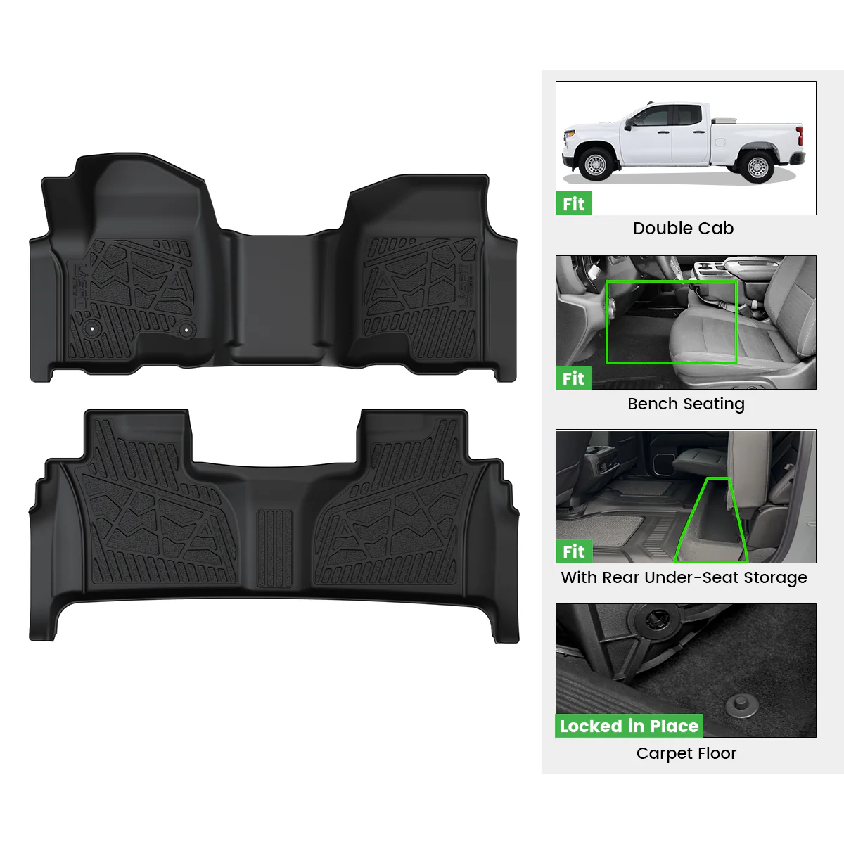 Fit for 2020-2026 Chevrolet Silverado 2500HD 3500HD Floor Mats, Fit Carpet Floor Only - Image 46