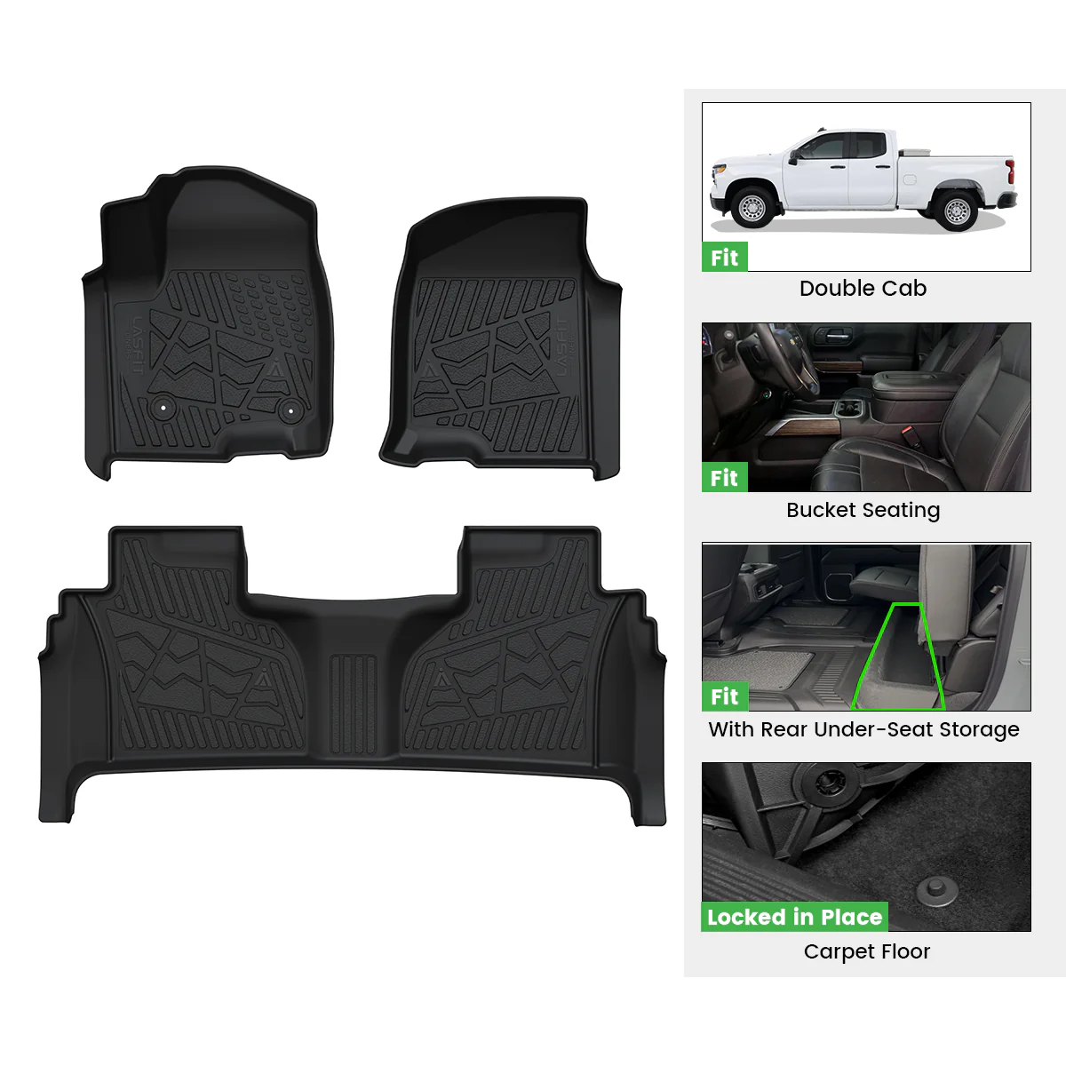 Fit for 2020-2026 Chevrolet Silverado 2500HD 3500HD Floor Mats, Fit Carpet Floor Only - Image 55