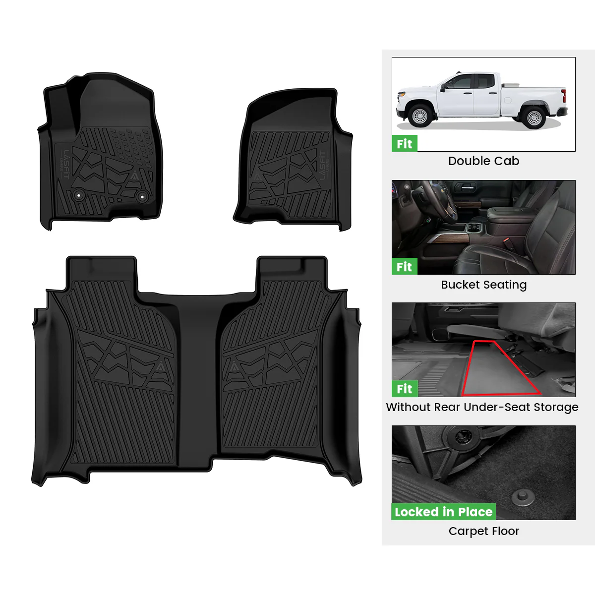 Fit for 2020-2026 Chevrolet Silverado 2500HD 3500HD Floor Mats, Fit Carpet Floor Only - Image 64