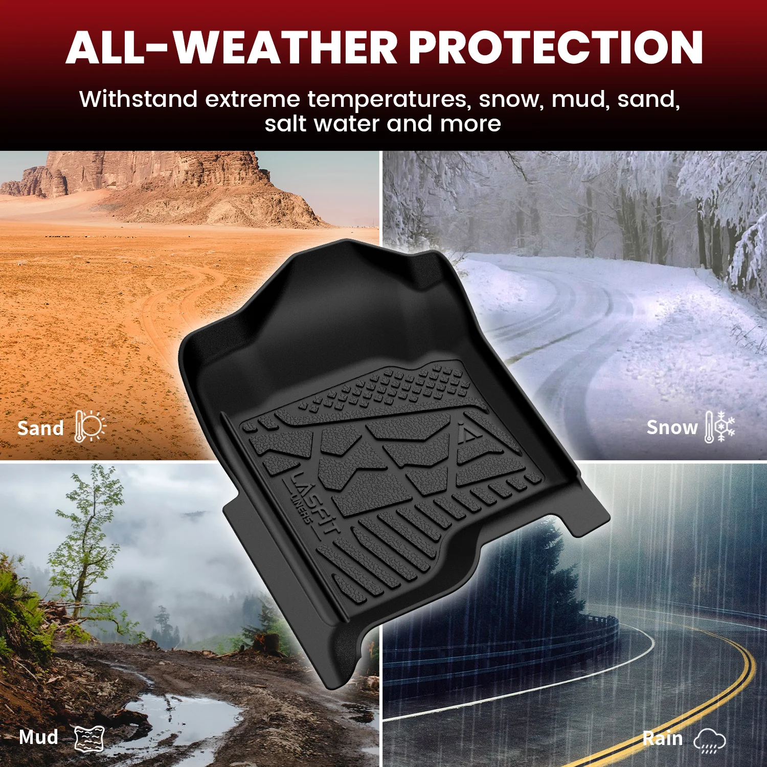 Fit for 2007-2013 GMC Sierra 1500 Crew Cab Floor Mats,  Fit Bucket Seat & Gas Only - Image 6