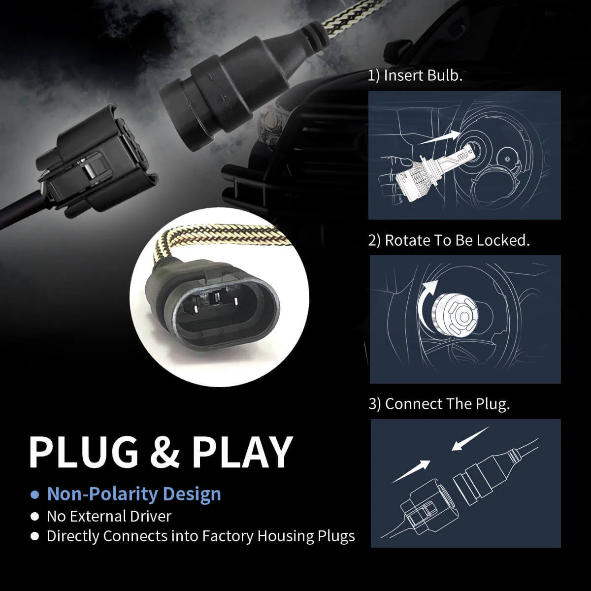 60W H10 9145 9140 9055 LA Plus Series | 6,000LM 6000K LED Fog Light Bulbs - Image 6