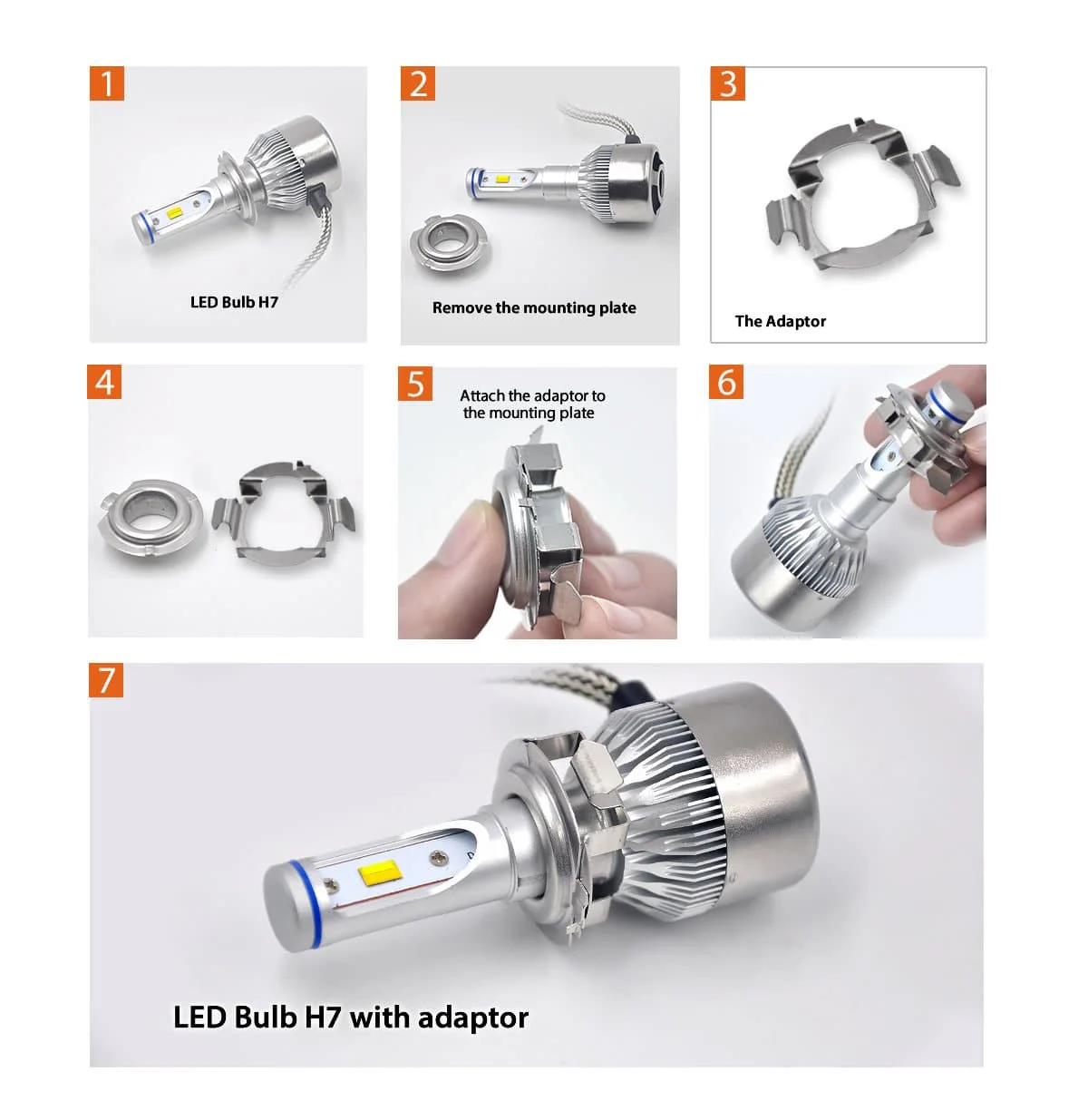 TK004 H7 LED Bulb Metal Adapter Retainer Holder Fit for Mercedes Benz - Image 3