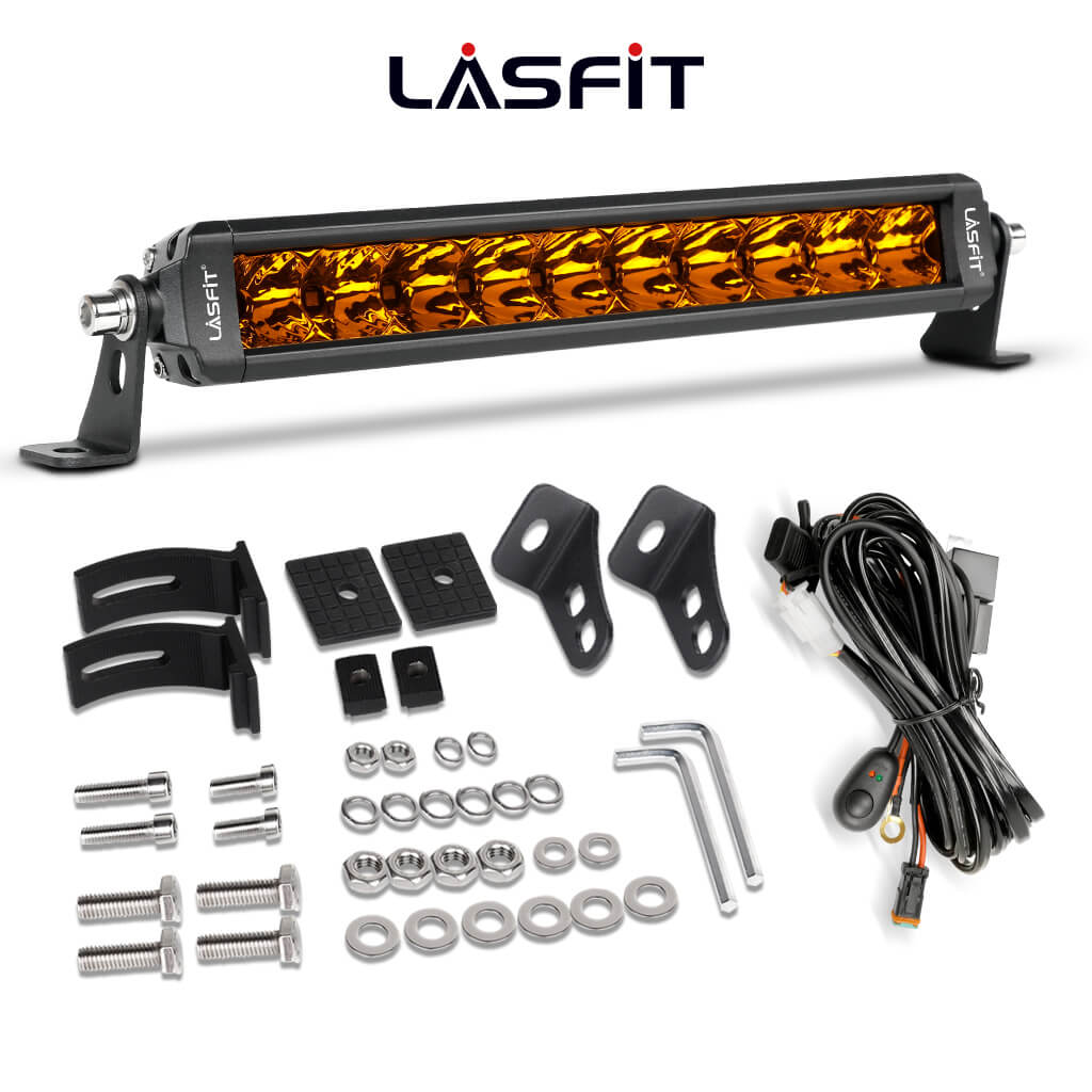Lasfit 12" Off-Road LED Amber Light Bar With Slim Single Row Combo Flood Spot Design | Bumper Grille Mount - Image 5