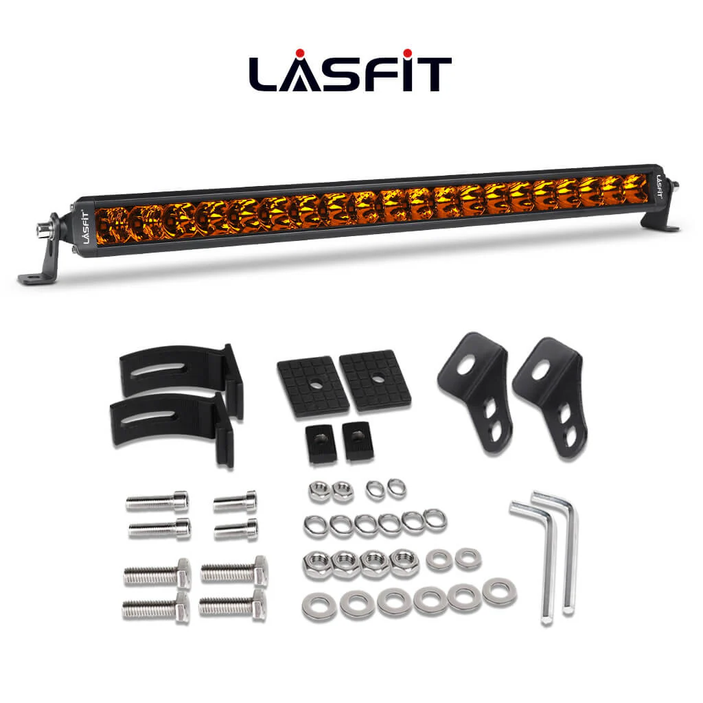 Lasfit 22" Off-Road LED Amber Light Bar With Slim Single Row Combo Flood Spot Design | Bumper Grille Mount - Image 2