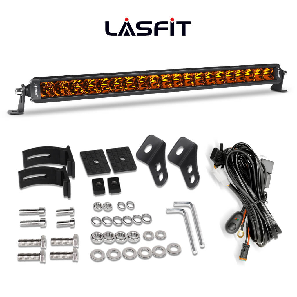 Lasfit 22" Off-Road LED Amber Light Bar With Slim Single Row Combo Flood Spot Design | Bumper Grille Mount - Image 5