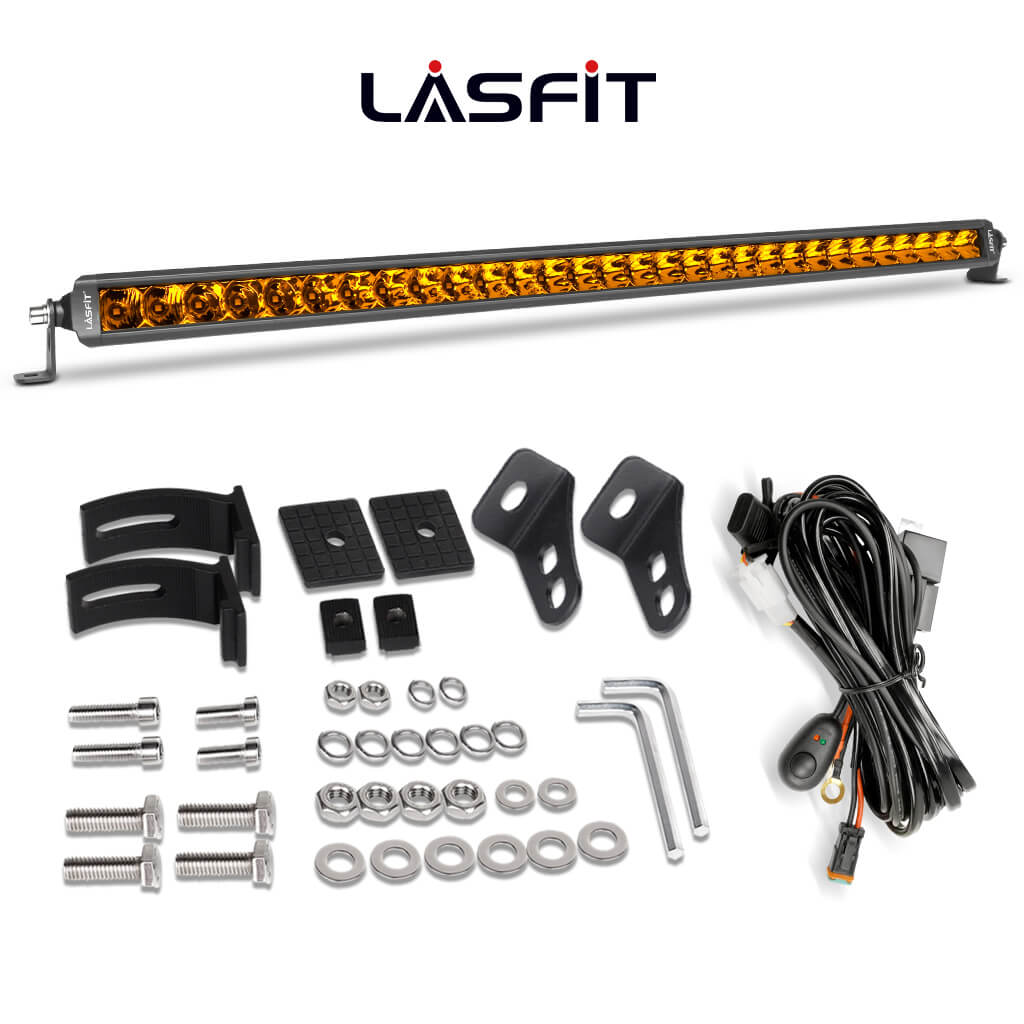 Lasfit 32" Off-Road LED Amber Light Bar With Slim Single Row Combo Flood Spot Design | Bumper Grille Mount - Image 23
