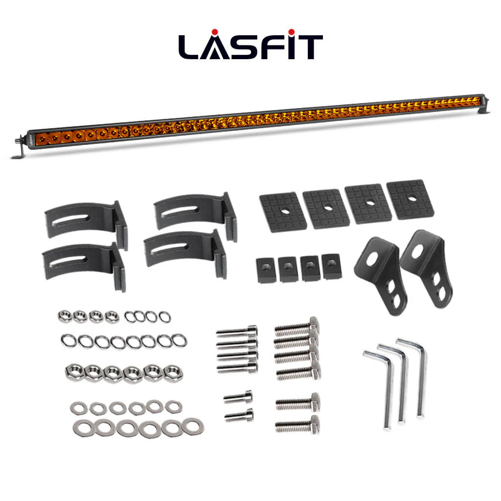 Lasfit 52" Off-Road LED Amber Light Bar With Slim Single Row Combo Flood Spot Design | Roof Rack Windshield Mount - Image 2