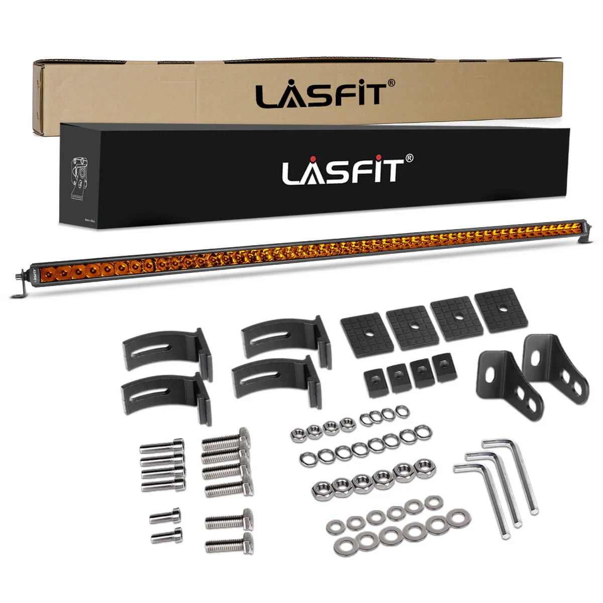 Lasfit 52" Off-Road LED Amber Light Bar With Slim Single Row Combo Flood Spot Design | Roof Rack Windshield Mount - Image 21