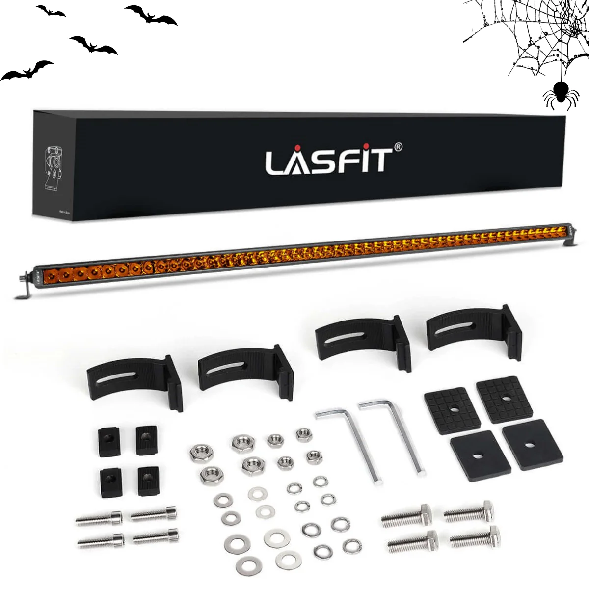 Lasfit 52" Off-Road LED Amber Light Bar With Slim Single Row Combo Flood Spot Design | Roof Rack Windshield Mount - Image 22