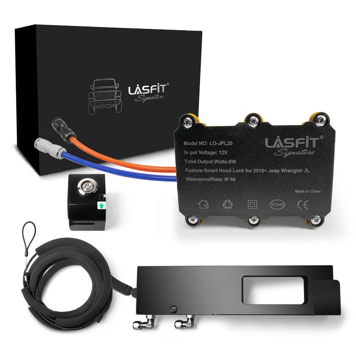 Lasfit Stealth Anti-Theft Automatic Hood Lock System for 18-23 Jeep Wrangler JL/JLU and Gladiator JT(Version 2.0), Don't fit 2024+ Jeep Wrangler/Gladiator - Image 4