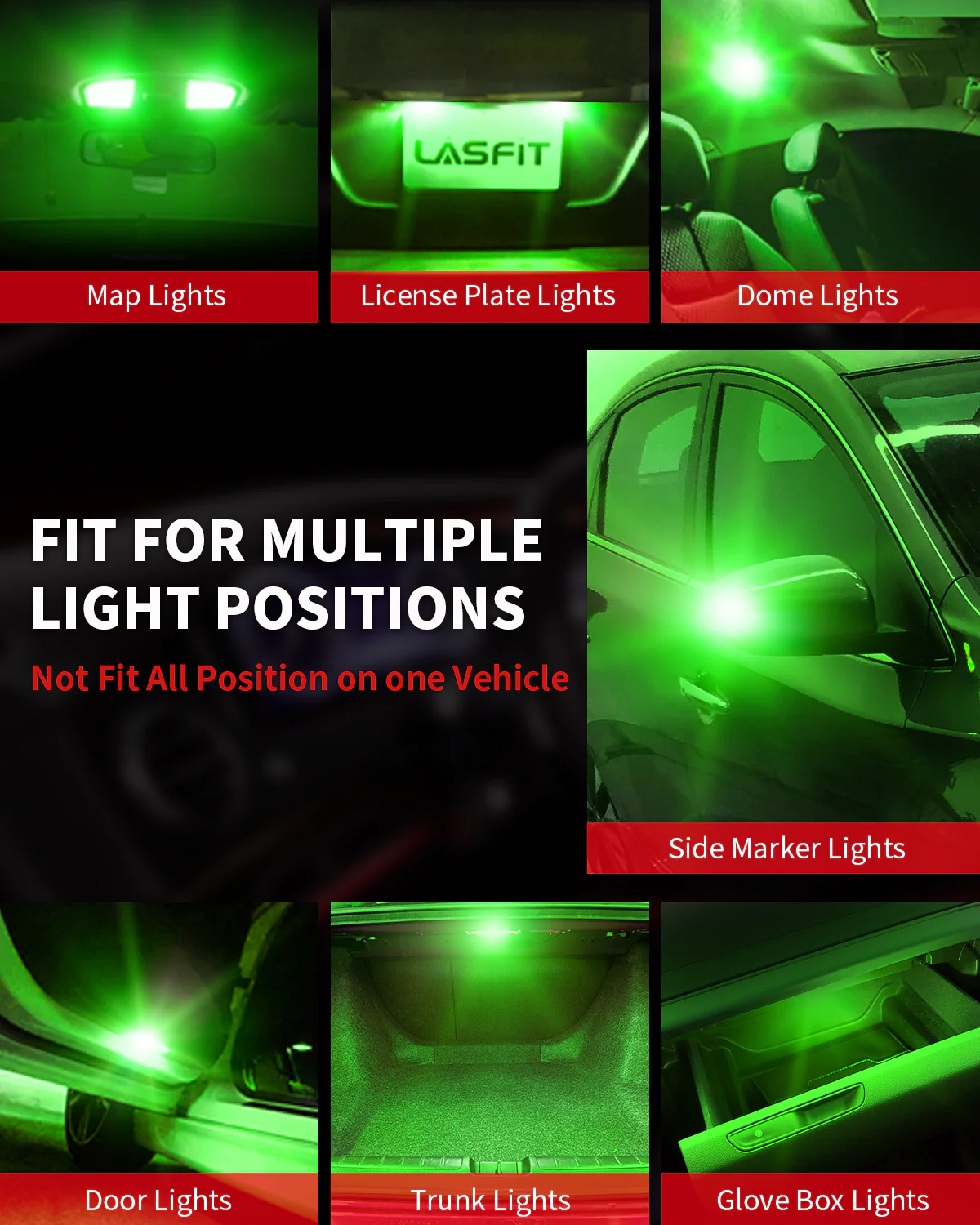 2825 194 168 T10 CANBUS Error Free LED Map Dome Trunk Side Marker Lights | Green, 2 Bulbs - Image 6