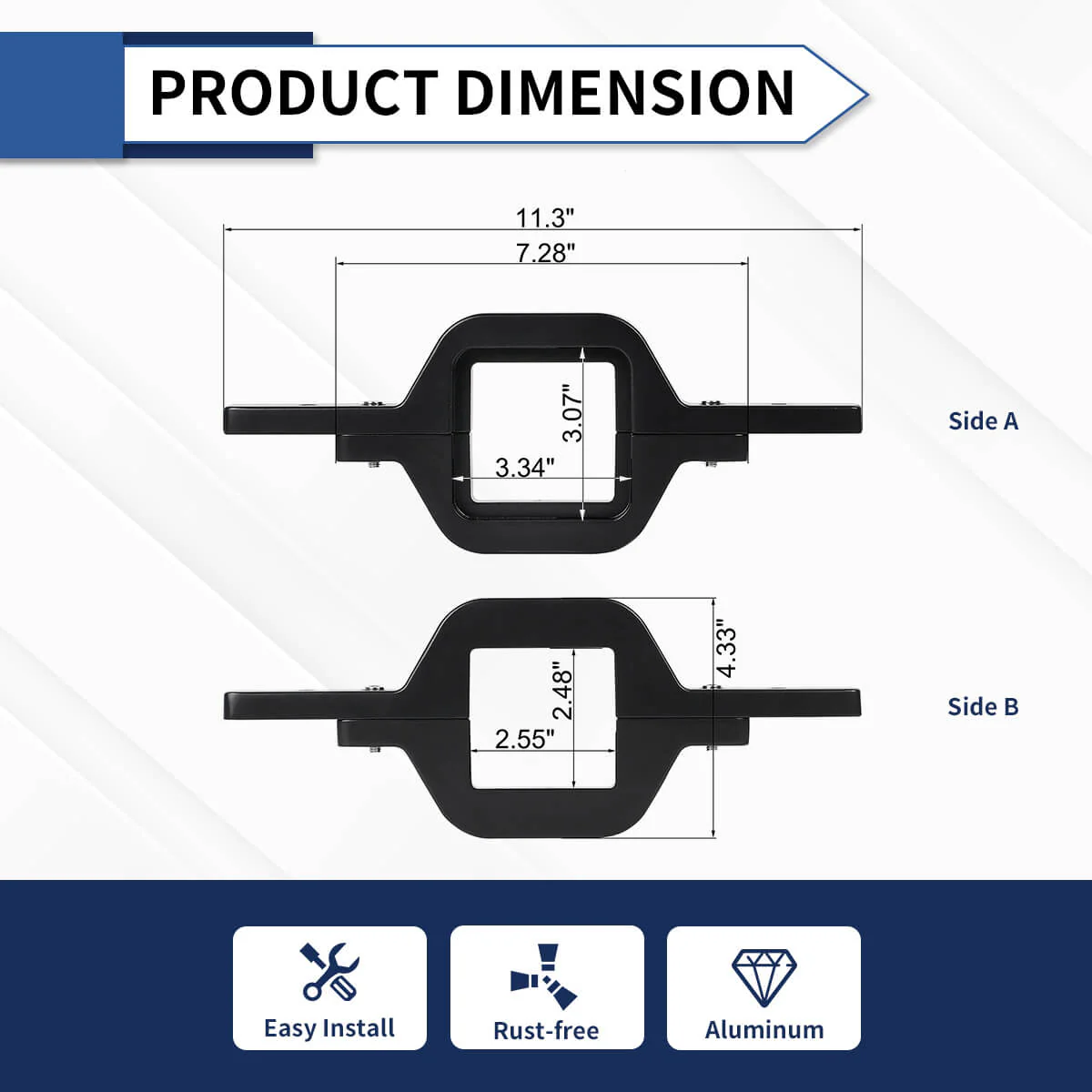 Universal Tow Hitch Dual LED Mounting Bracket Reverse Light Bracket 2.5 Inch | LASFIT - Image 3