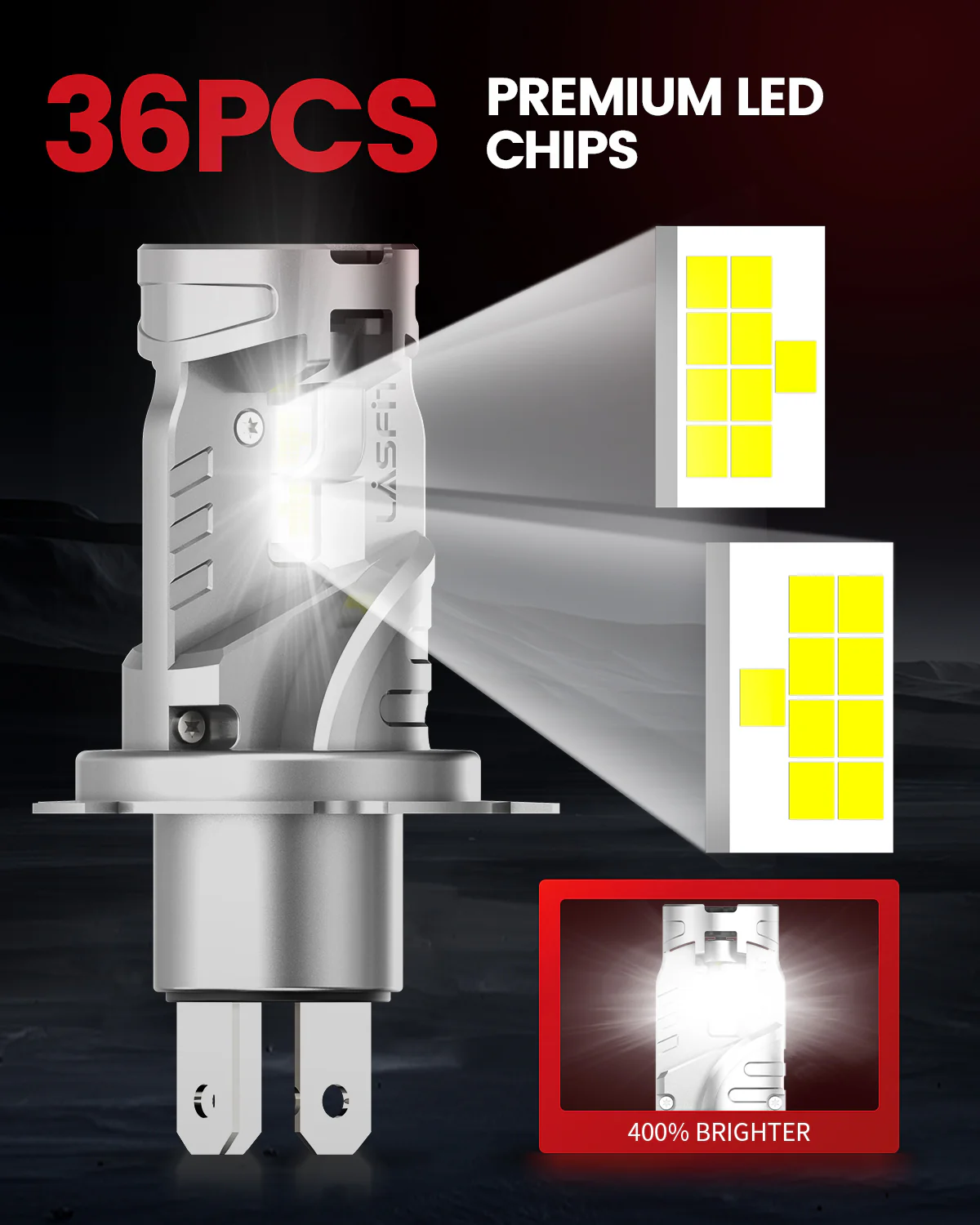 70W 9003 H4 HB2 LC Air Series | 7,000LM 6000K LED Bulbs - Image 3