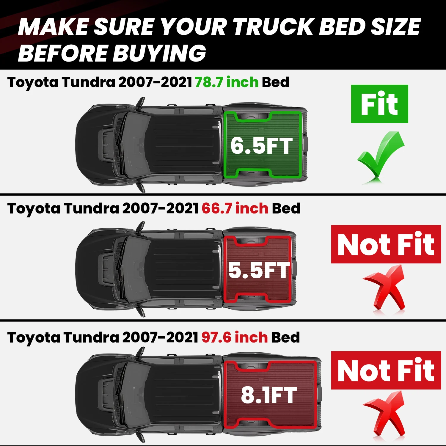Fit for 2007-2021 Toyota Tundra Truck Bed Mat or Tailgate Mat - Image 19