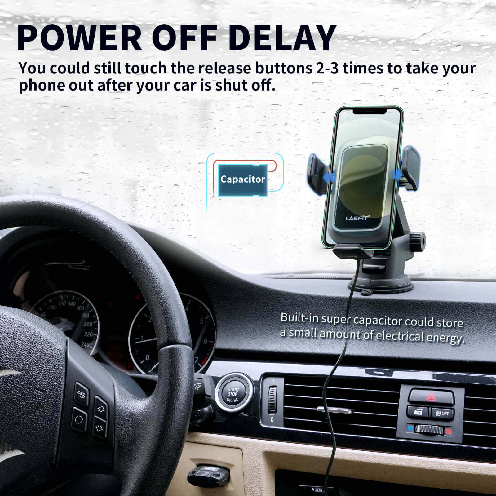 [AC Version] Wireless Car Charger Phone Holder 15W Qi Fast Charging Dash Windshield Air Vent Mount - Image 9