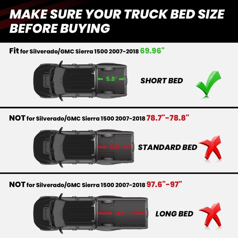 2007 2018 chevrolet silverado gmc sierra 1500 bed mat size