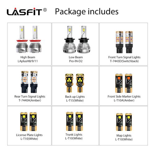 Lasfit combo package led bulbs for 2009-2014 Nissan GTR