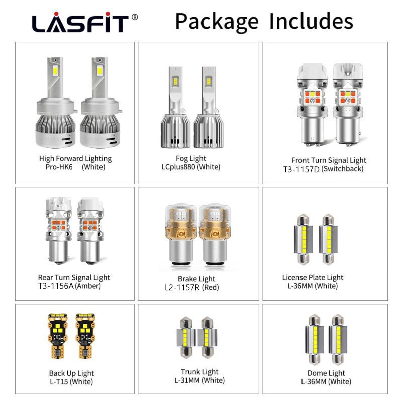 Lasfit combo package led bulbs for 2014-2018 Kia Sorento