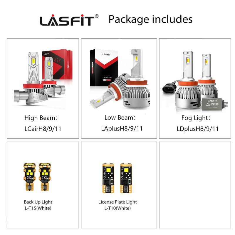 Lasfit combo package led bulbs for 2018-2020 Ford Fusion