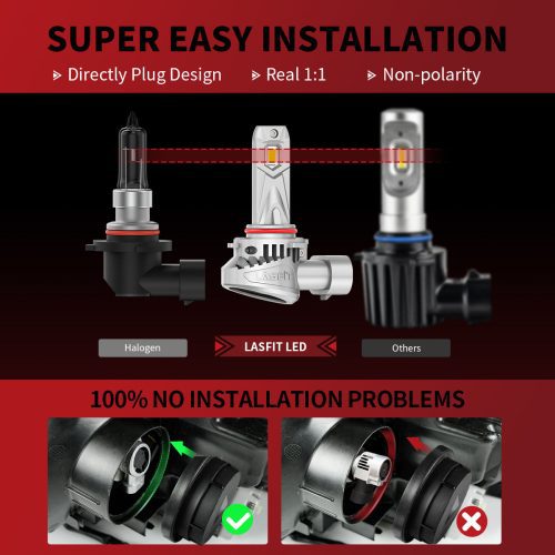 LCair 9005 9006 led headlight bulbs plug and play installation