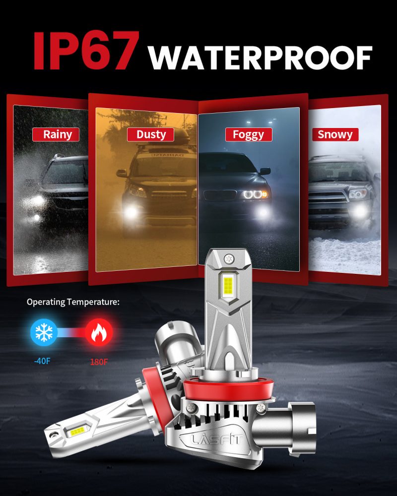 LCair H11 led bulbs IP67 waterproof