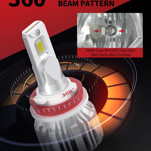 LCplus H11 LED bulbs 360 degree adjustable beam pattern