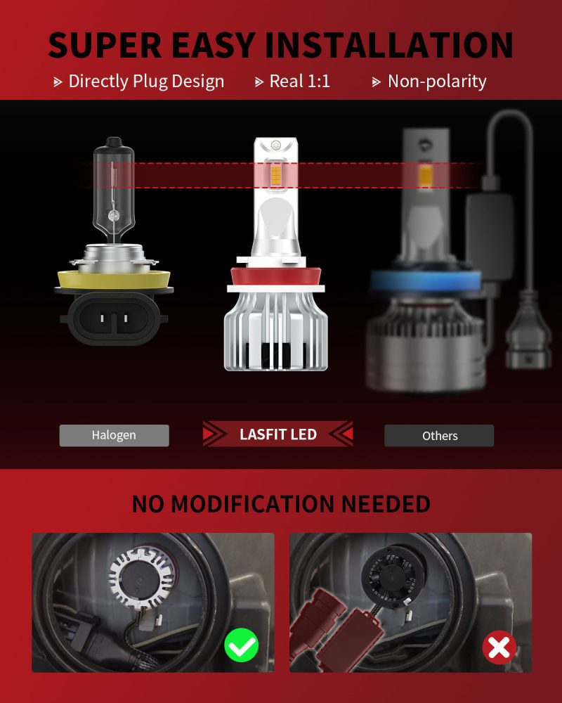 LCplus H11 LED bulbs plug and play installation