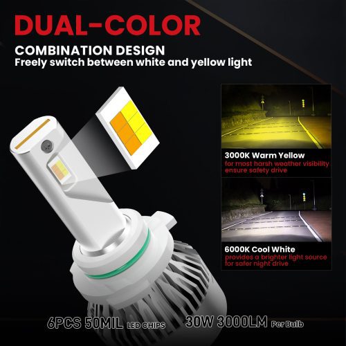 LDplus 9006 led bulbs dual color design