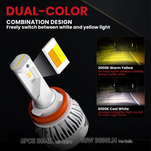 LDplus H11 led bulbs dual color design