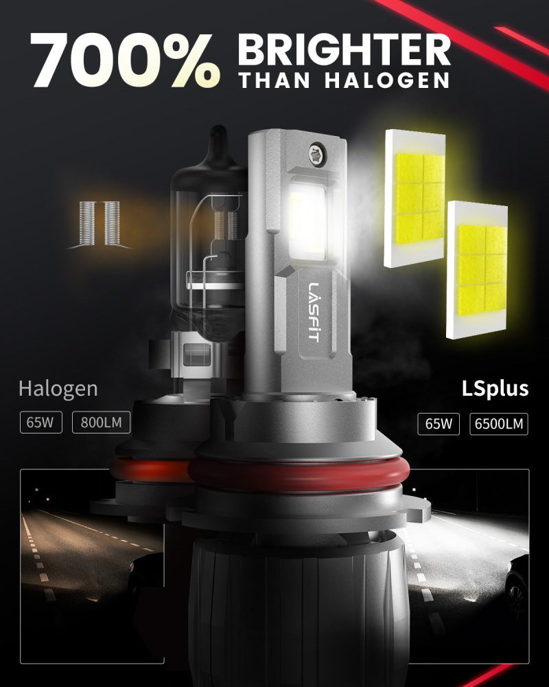 LSplus 9007 LED bulbs brighter than halogen bulbs